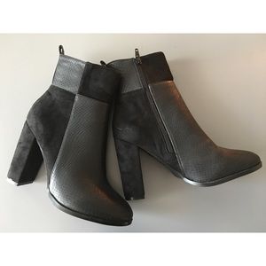 M.Y.L.A. Black Suede and Material Mix Booties